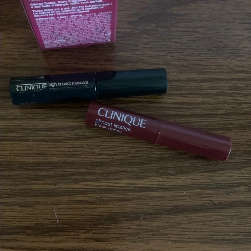 Clinique Almost Lipstick in Deep Red and High Impact Mascara in Black
